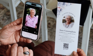 Viewing the photos and memories at the memorial