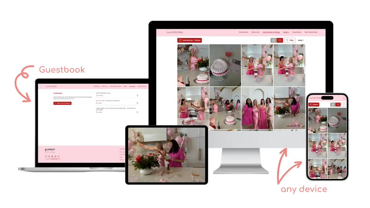 GUESTPIX Parties - Dispositivos del sitio web